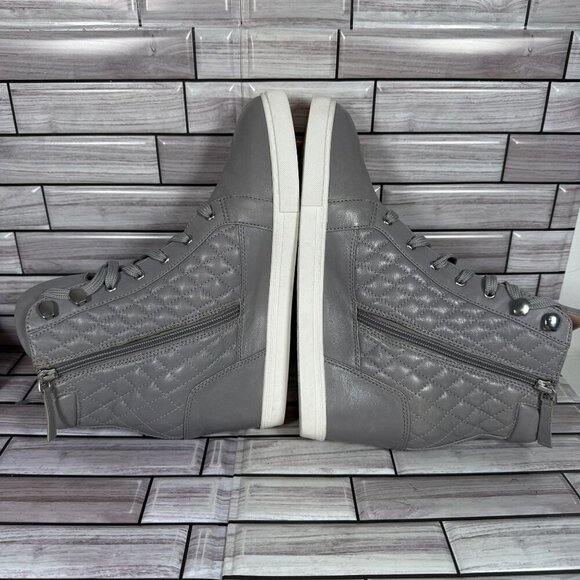 Linea Paola Women's Grey Leather Fiji Lace Up Wedge Sneakers Shoes Size 11 - Picture 8 of 10